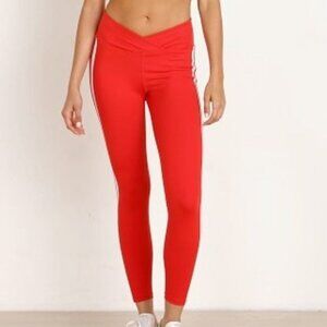 YEAR Of Ours Racer High Rise Leggings Red With White Stripes Size Large